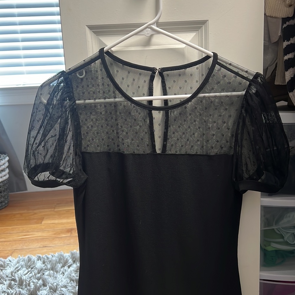 Express Polka Dotted Mesh Top